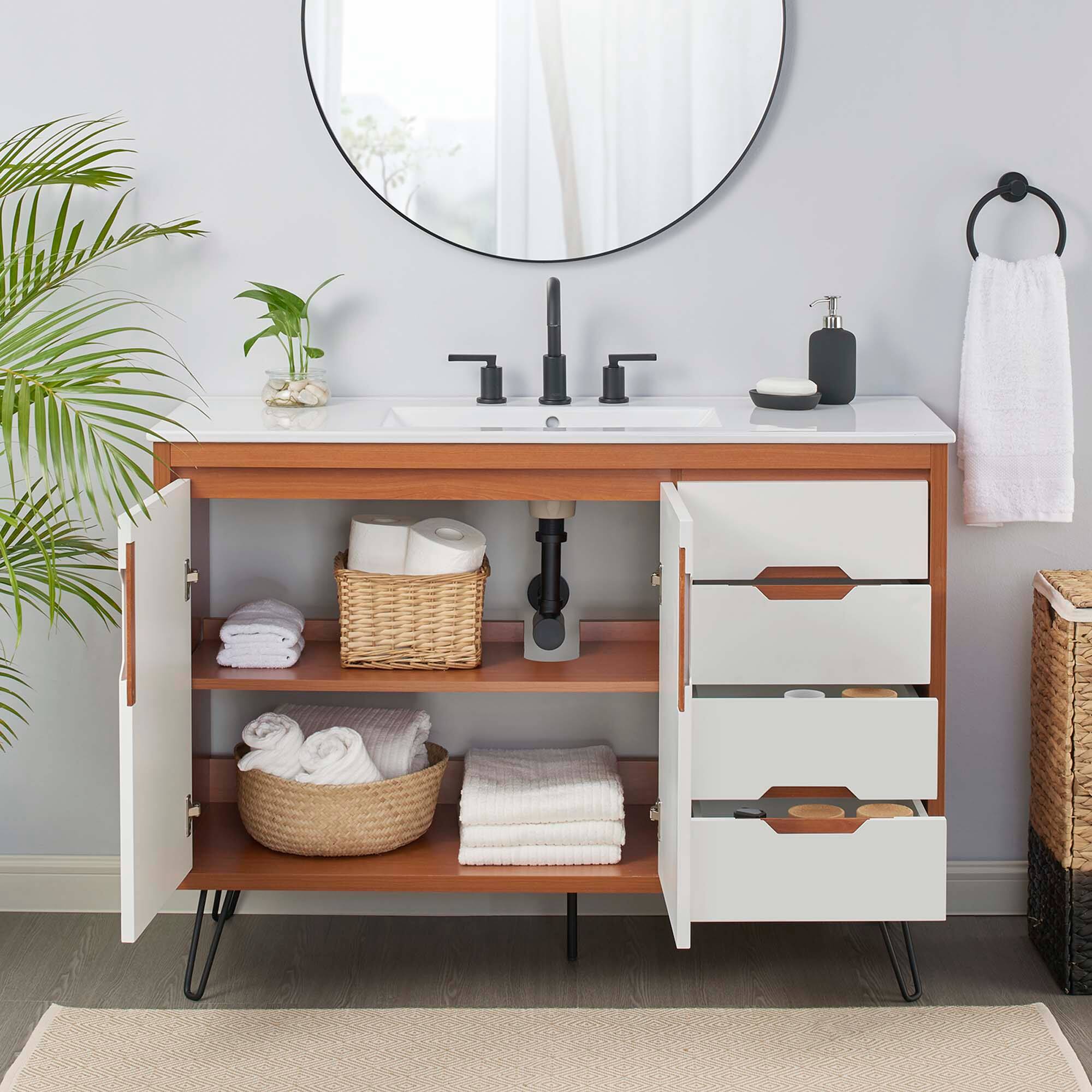 Back. Modway - Energize Bathroom Vanity Basin Included by Modway - Cherry White White.