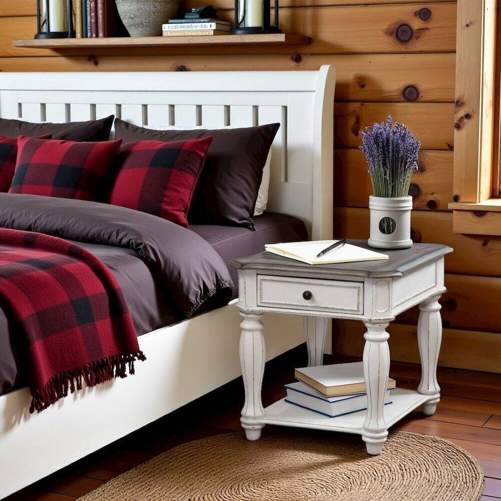 Alt View 1. Starlight Canyon Home - White Wooden End Table With Drawer and Shelf - White.