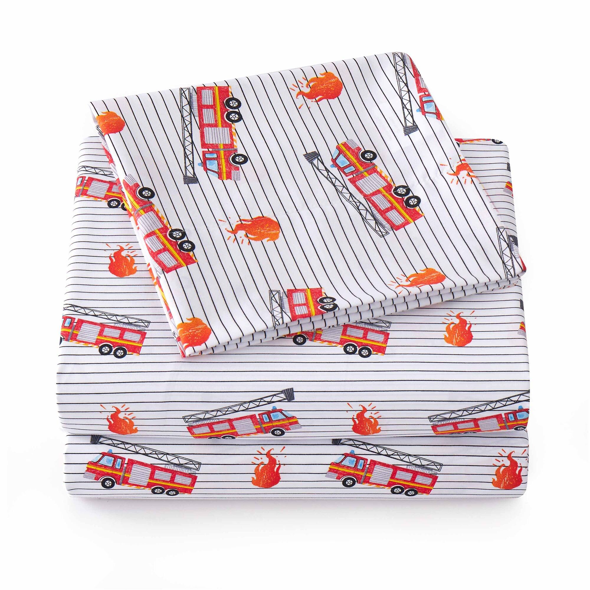 Alt View 1. Sweet Home Collection - Kids' Printed Classic & Bright Ultra Soft Microfiber Sheet Sets - Full - Fire Trucks.