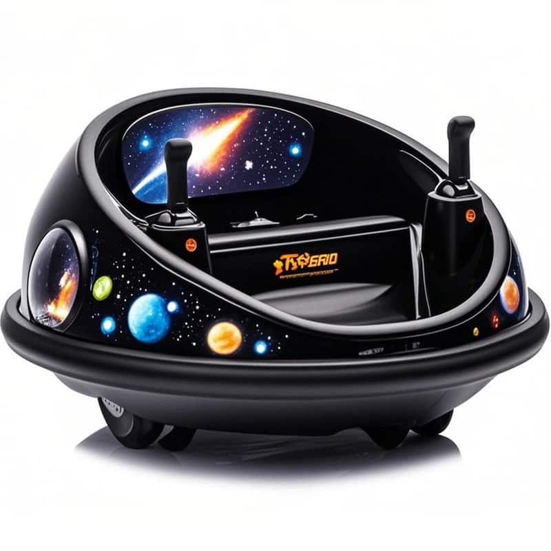 Qeetex - Remote Control Electric Bumper Car, Ride-On for Kids, LED Lights, Rechargeable Battery, Safe Indoor Outdoor Toy - Black