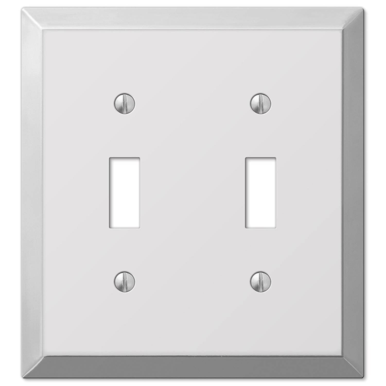 Angle. AMERELLE - Amerelle Century Polished Chrome 2 gang Stamped Steel Toggle Wall Plate 1 pk - Chrome.