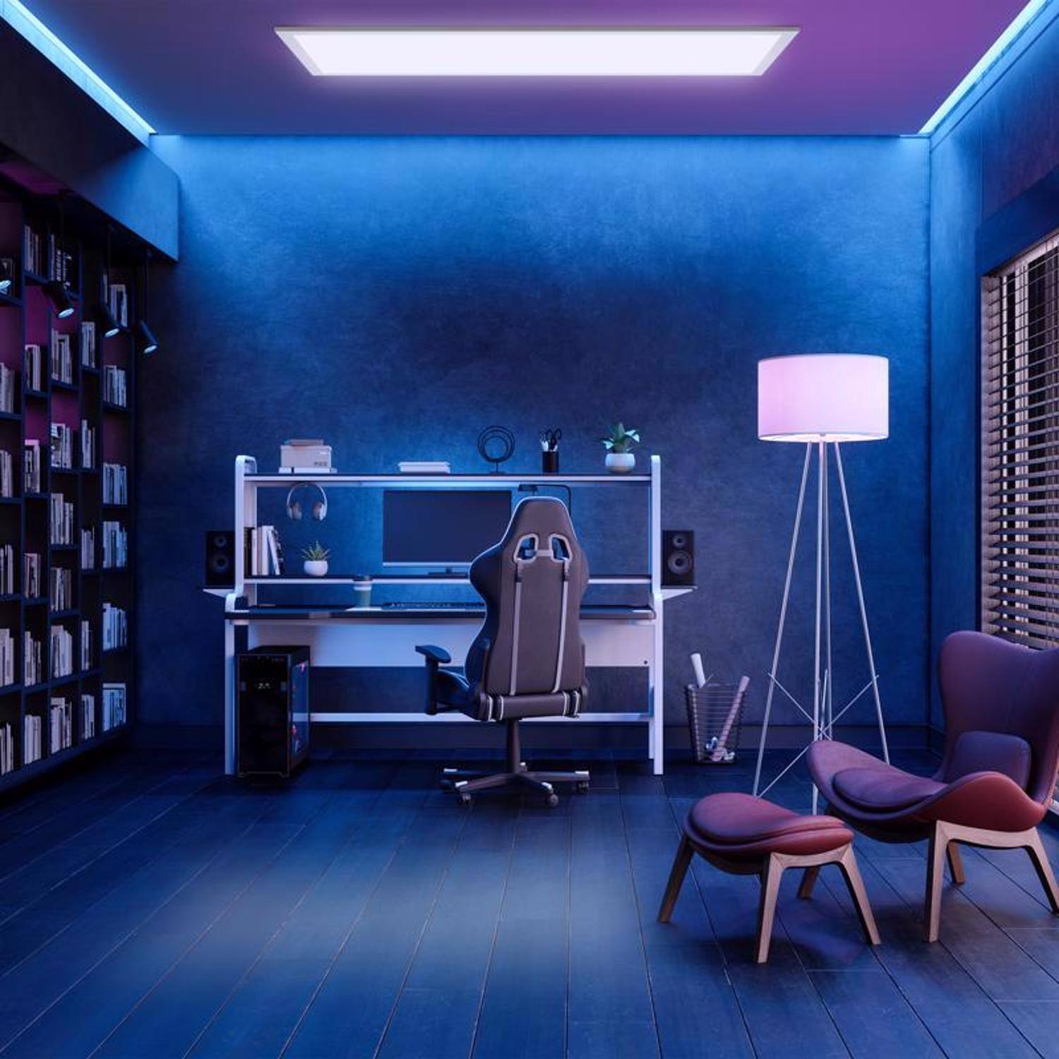 Left. FEIT ELECTRIC - Feit EDGELIT 0.91 in. H X 12 in. W X 48 in. L White LED Flat Panel Light Fixture.