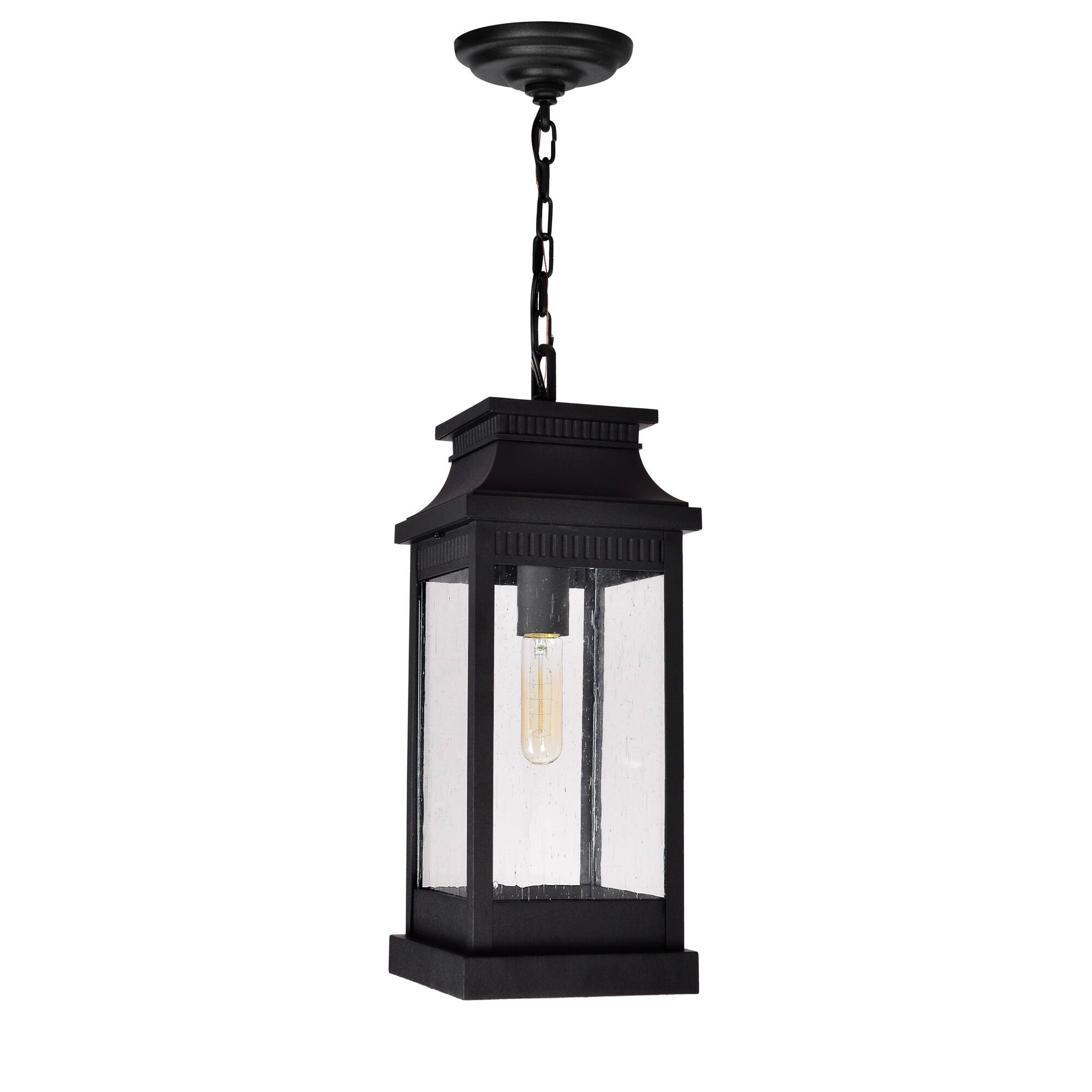 Alt View 1. CWI Lighting - Milford 1 Light Outdoor Black Pendant - Black.