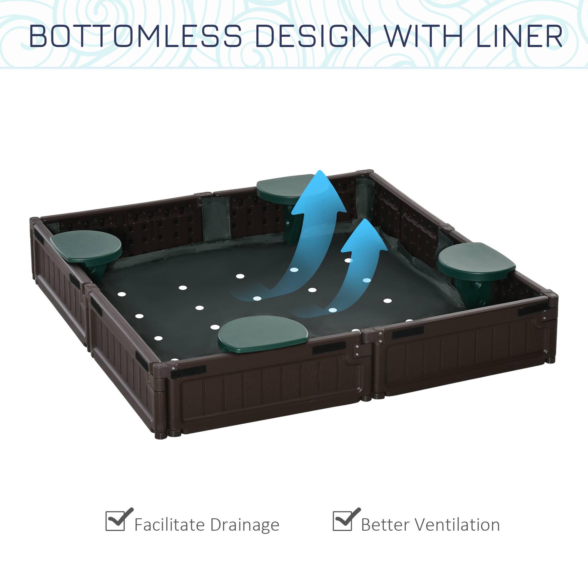 BOTTOMLESS DESIGN WITH LINER

Facilitate Drainage  
Better Ventilation