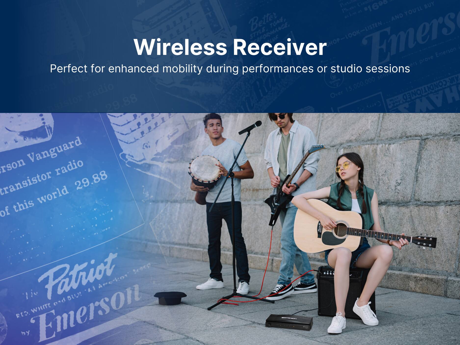 Combi I Portile 1690 BUY Phono Lo as YOU'LL 1 AND Better TOAE, SmE Decaomce, HOP-LOOK-LISTEN Emers Wireless Receiver Emerson I ers prove Perfect for enhanced mobility during performances or studio sessions 15,000,000 MY radio Over TIONED HAW 29.88 rson Vanguard radio transistor 29.88 this world of VIES Patriot Srocp Areon iv LA 1 B! nd Emerson WHITE RED. by