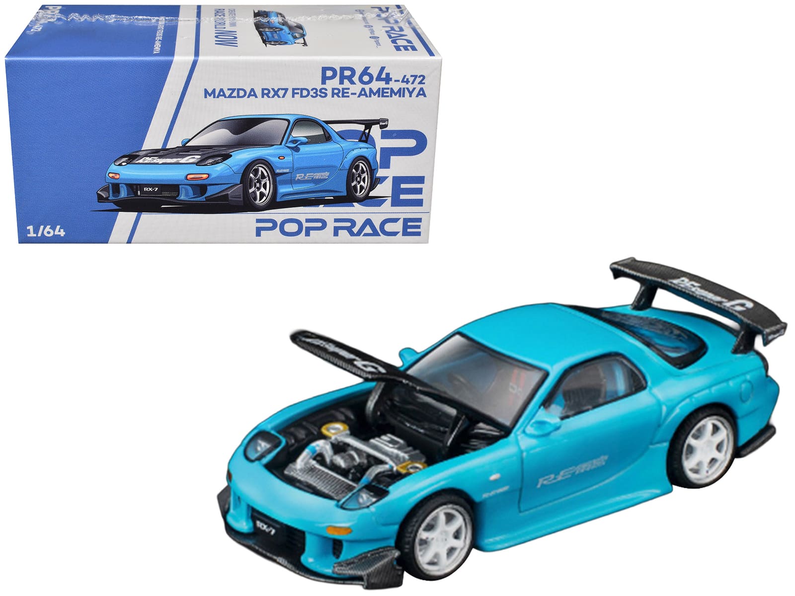 "Mazda RX7 (FD3S) RE Amemiya RHD Light Blue with Carbon Hood ""Tokyo Auto Salon 2026"" 1/64 Die Cast Model Car by Pop Race" price history on PriceWatchPro