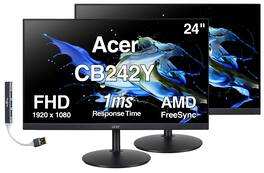 Acer - CB242Y 24" FHD IPS Monitor, 1ms Response Time, Anti-Glare, AMD FreeSync, HDMI & DKZ Hub (UM.QB2AA.503) 2 Pack - Black