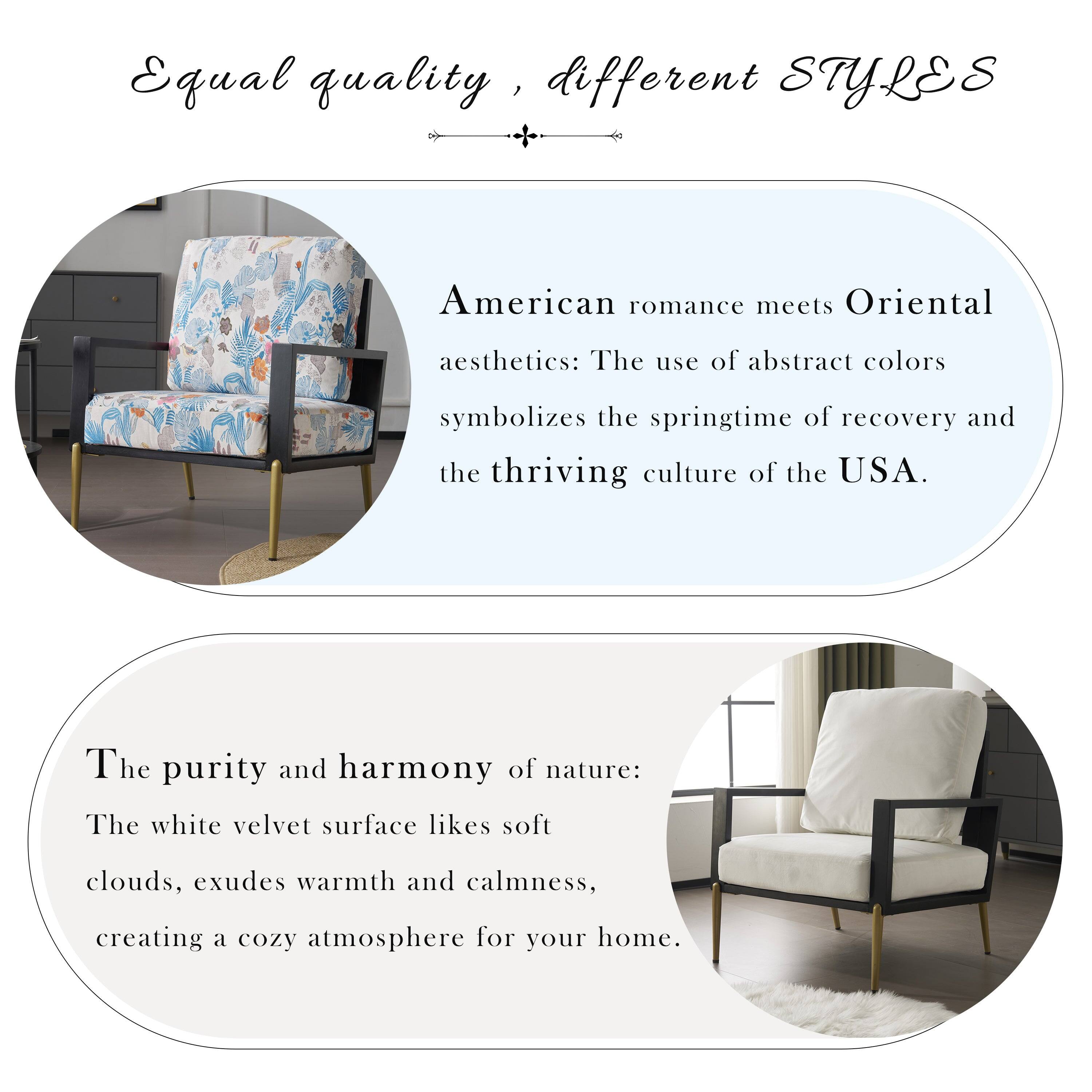 Equal quality, different STYLES

American romance meets Oriental aesthetics: The use of abstract colors symbolizes the springtime of recovery and the thriving culture of the USA.

The purity and harmony of nature: The white velvet surface likes soft clouds, exudes warmth and calmness, creating a cozy atmosphere for your home.