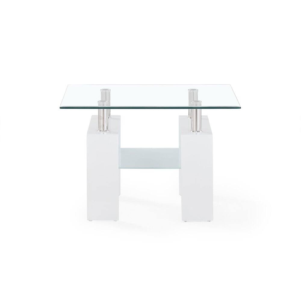 Angle. Global Furniture USA - Contemporary End Table, Clear,White - Clear.
