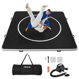 VEVOR - 10x10 ft Wrestling Mat Inflatable, Martial Arts Thick Mat for Home Gym Exercise, PVC Foldable Training Mats - Black