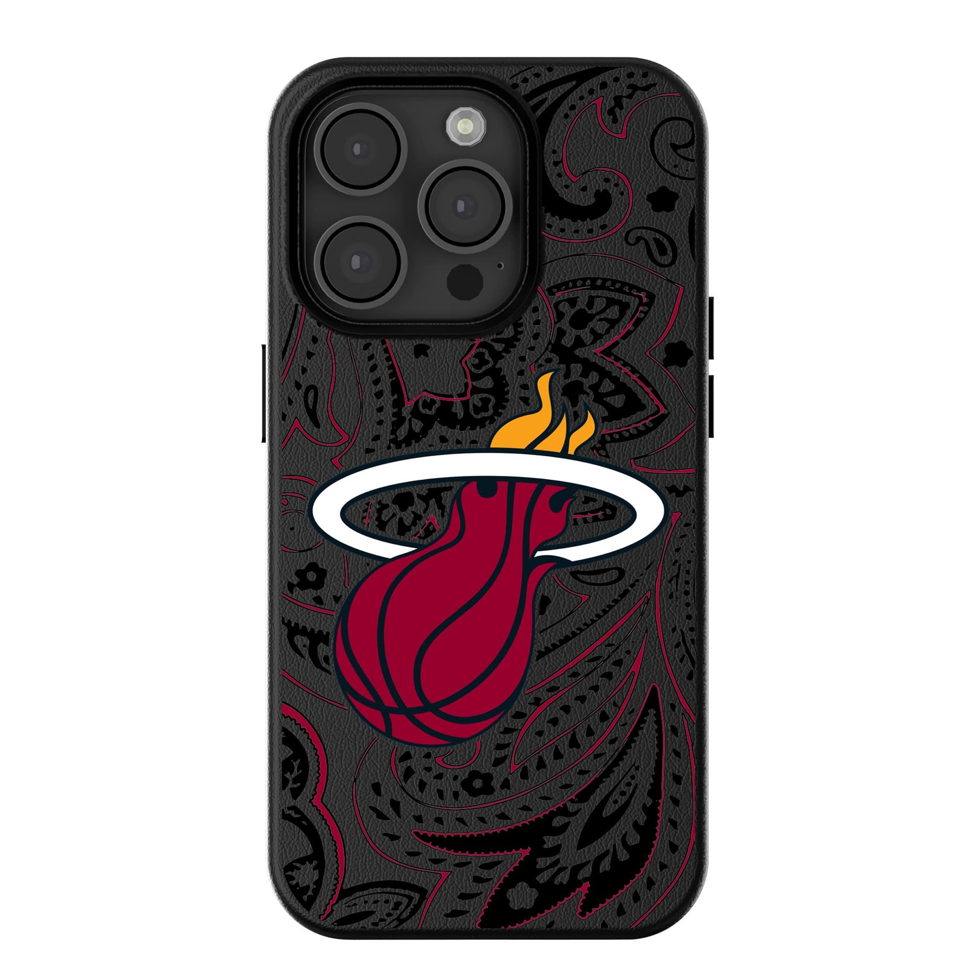 Front. Keyscaper - Miami Heat Paisley iPhone Magnetic Bump Case - 16 Pro Max - Black.