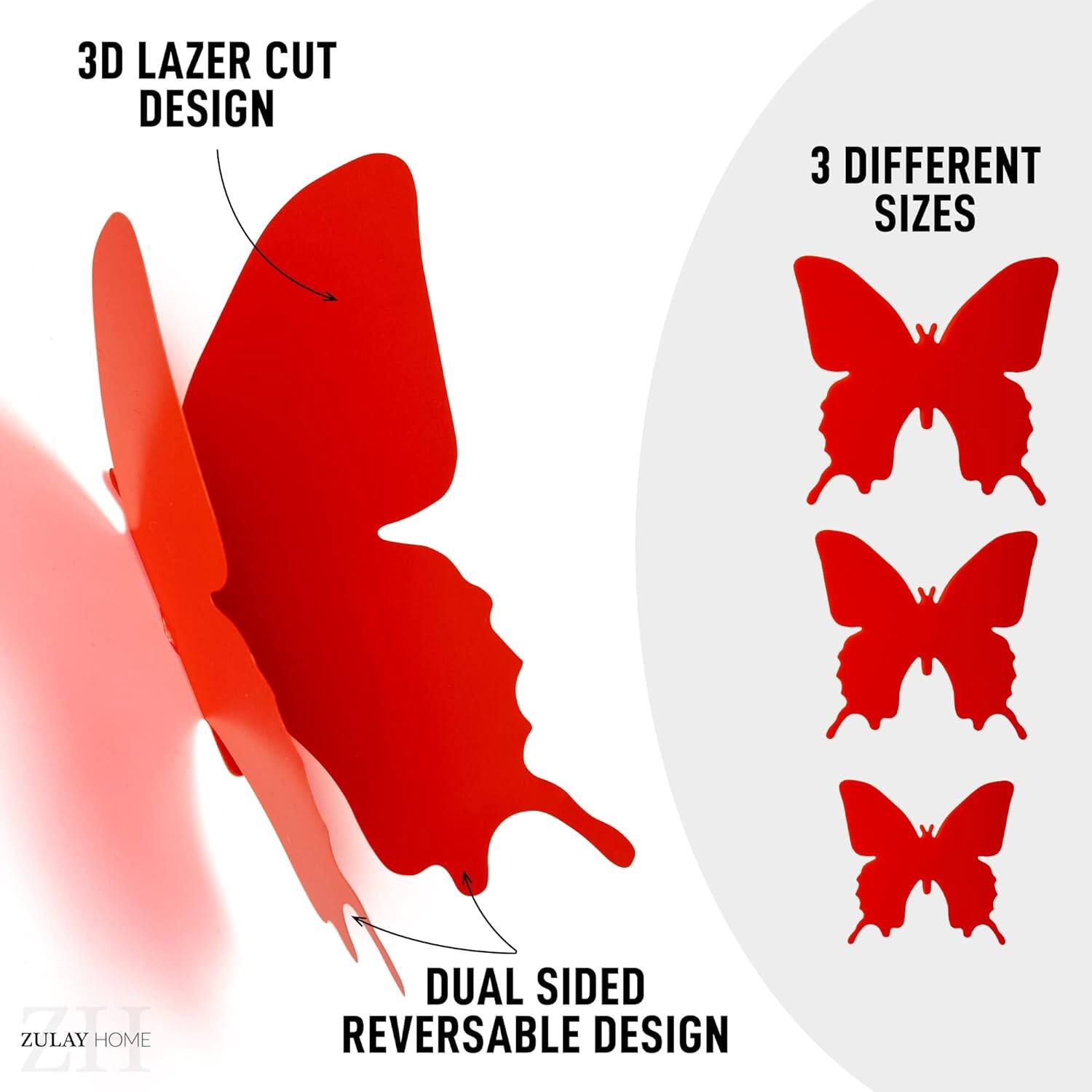 3D LAZER CUT DESIGN, 3 DIFFERENT SIZES, DUAL SIDED REVERSABLE DESIGN, ZULAY HOME