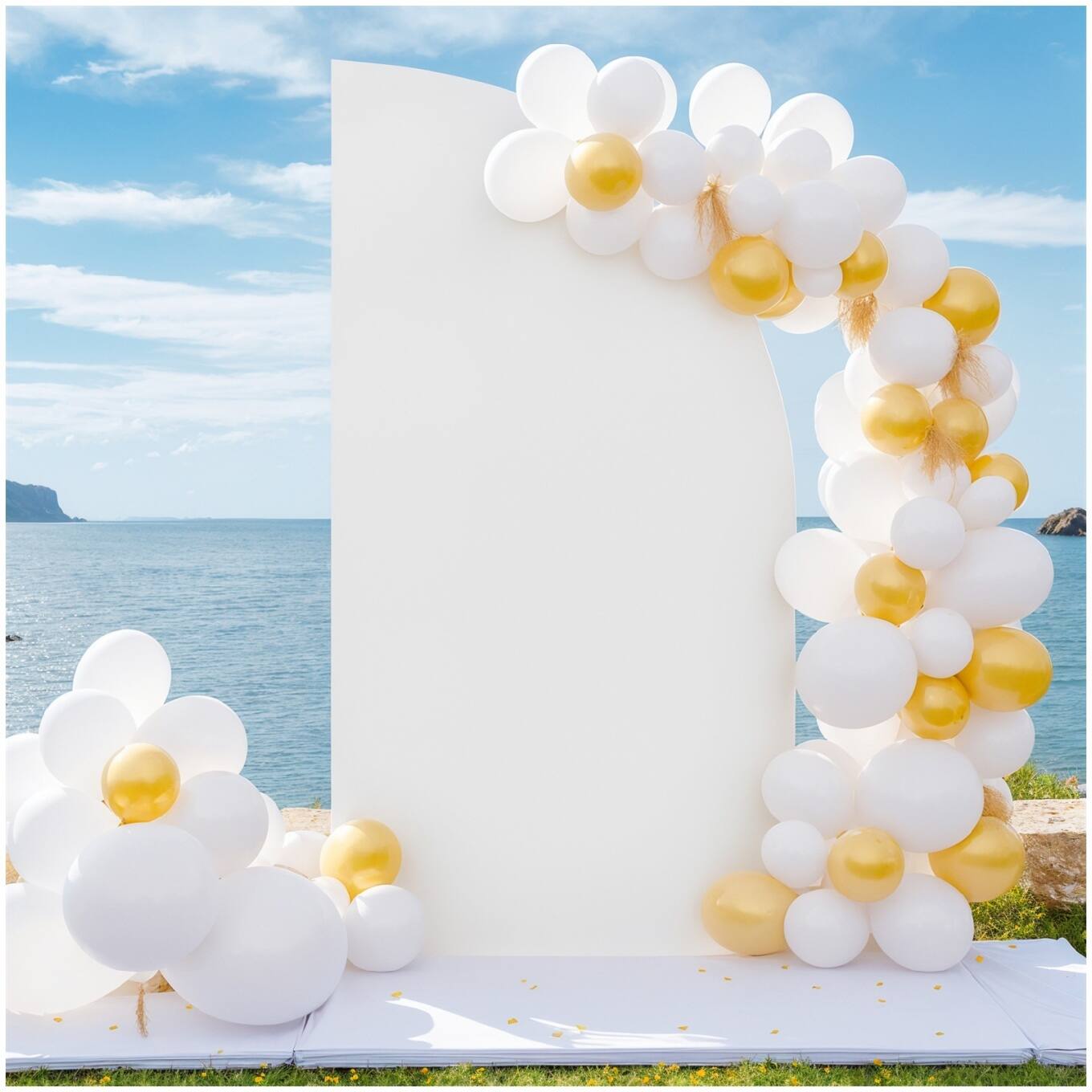 Left. GARVEE - 6.6 ft Wedding Arch Cover,Spandex Fitted Arch Covers,Round Top Chiara Arch Backdrop Cover - WHITE.