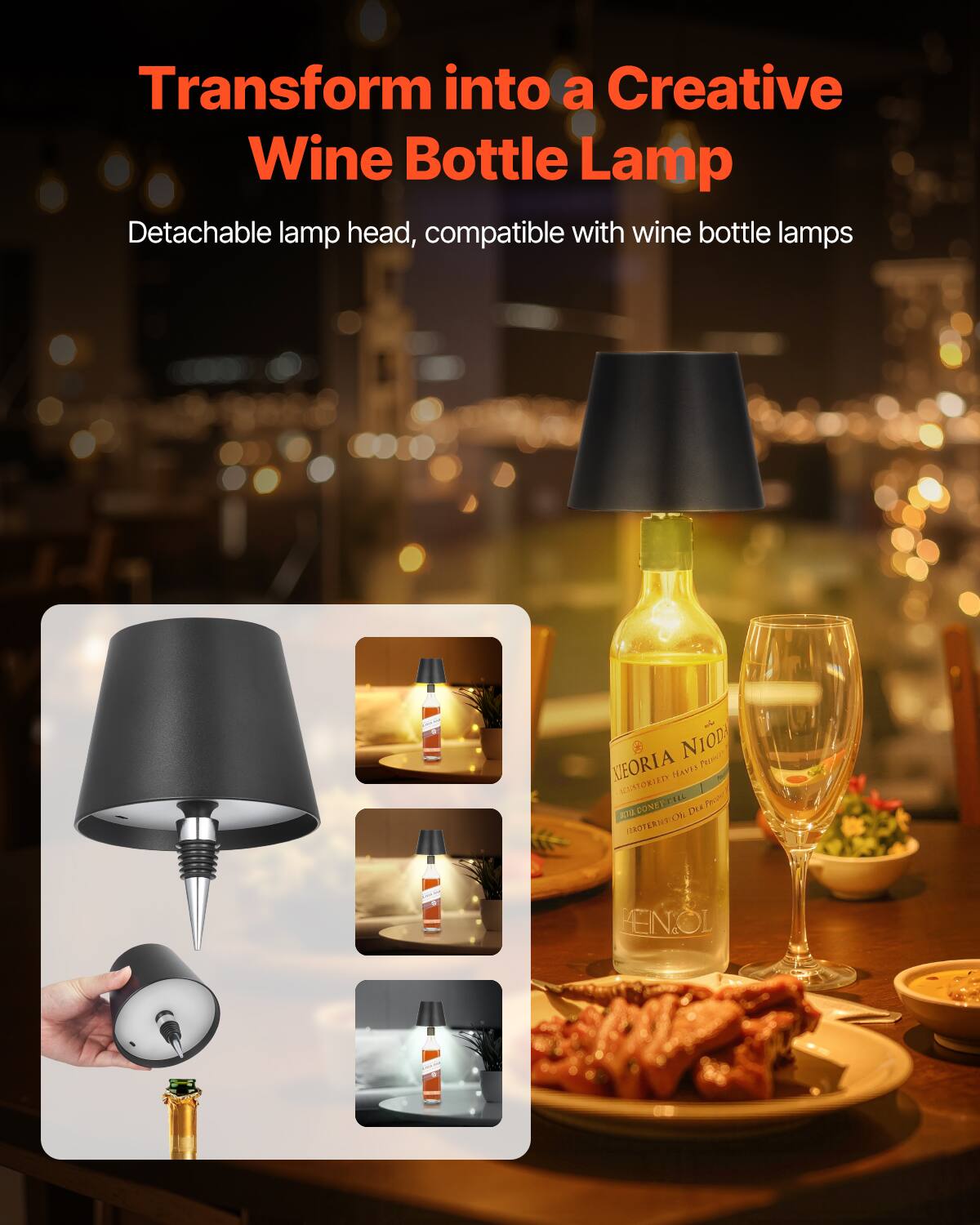 Transform into a Creative Wine Bottle Lamp

Detachable lamp head, compatible with wine bottle lamps
