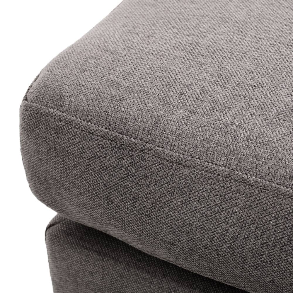 Alt View 1. PDTEND - Contemporary Grey Upholstered Ottoman for Bedroom - Grey.