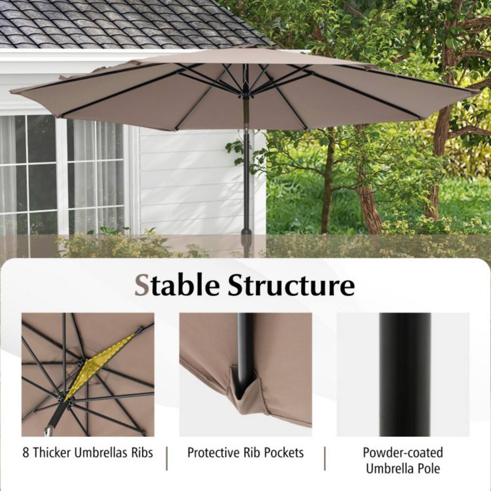 Stable Structure  
8 Thicker Umbrellas Ribs  
Protective Rib Pockets  
Powder-coated Umbrella Pole