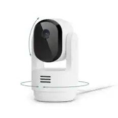 Front. Arlo - Essential Pan Tilt Indoor Security Camera 2K - Wired Plug-In Powered, Privacy Mode, 1-Cam - White.