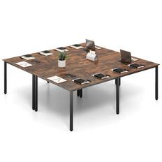 Front. Costway - Costway 2 PCS 95" x 48" Large Meeting Table Seats up to 10 People 2 Cable Grommets for Office - Brown.