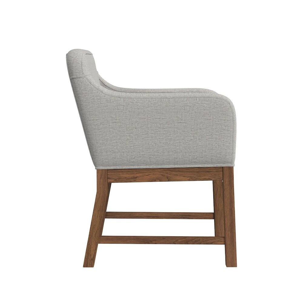 Left. Picket House Furnishings - Thorin UPH Dining Chair with Light Grey Fabric in Brown - Brown.