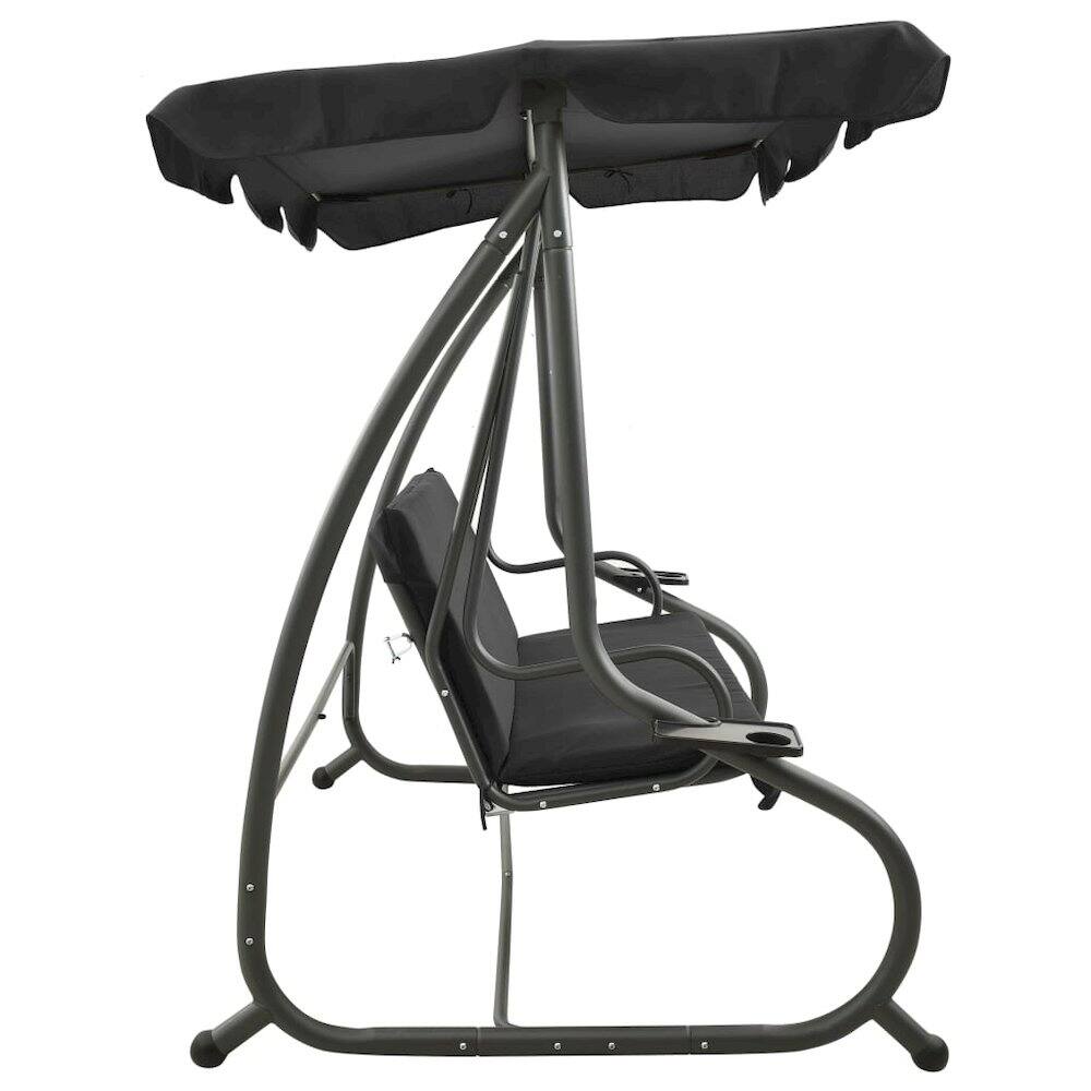 Back. vidaXL - Swing Bench PVC-coated fabric, powder-coated steel - Anthracite.