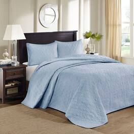 Gracie Mills - Sandy Reversible Bedspread Set with Classic Stitch Pattern - Blue