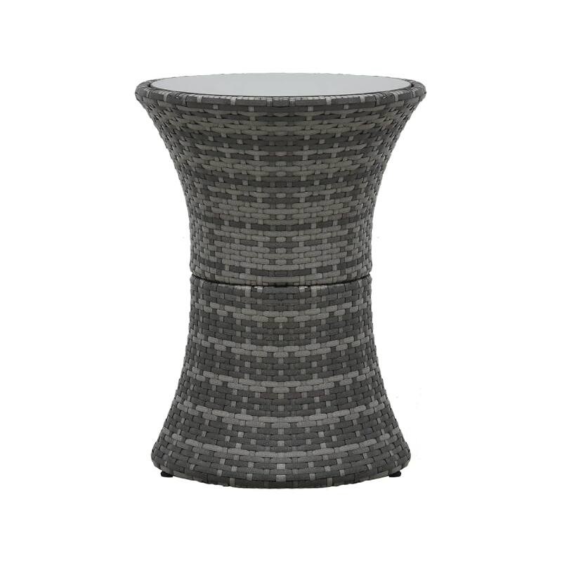 Lent Glitter Wood - POLY RATTAN WEATHER RESISTANT PATIO TABLE - Gray