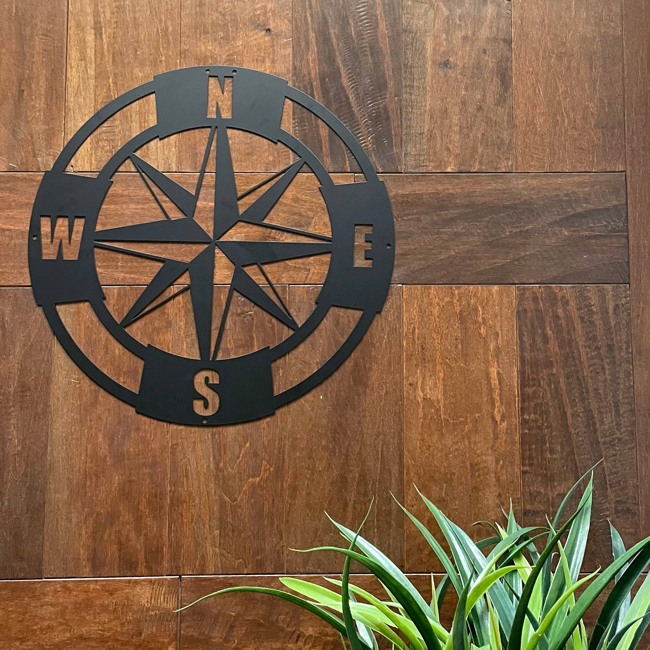 Alt View 4. Chesapeake Bay - Intricate Metal Compass Rose Wall Art – 15.5 Inch Diameter – Durable Laser-Cut Design – Perfect for Nautical Decor - Black.