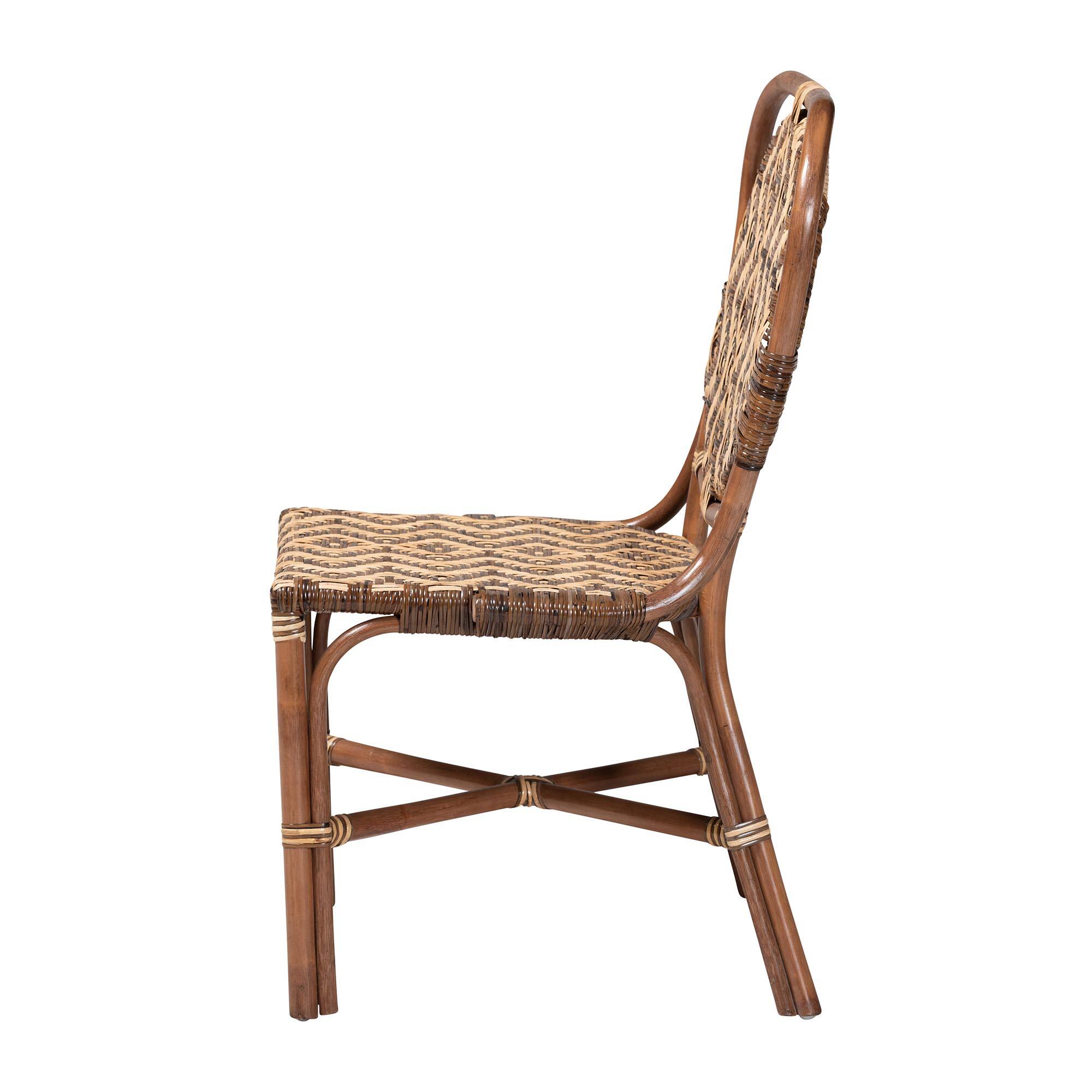 Left. bali & pari - Mariano Natural Rattan Dining Chair - Light Brown/Natural Brown.