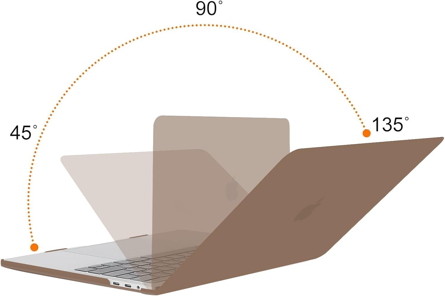 Back. mosiso - MacBook Pro 13" hard shell case with keyboard skins, screen protector and storage bag - Caramel Brown.
