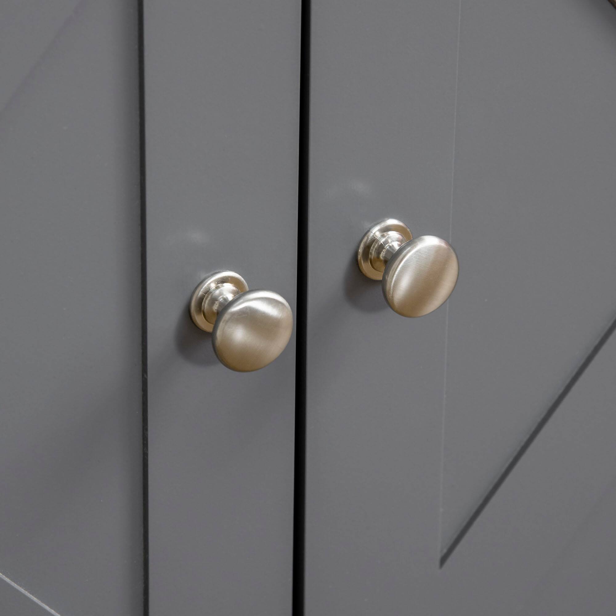 Alt View 4. Pawhut - Cat Litter Box Furniture, Hidden Farmhouse Table with Magnetic Doors, Covered Enclosure Cabinet with Shelves - Grey.