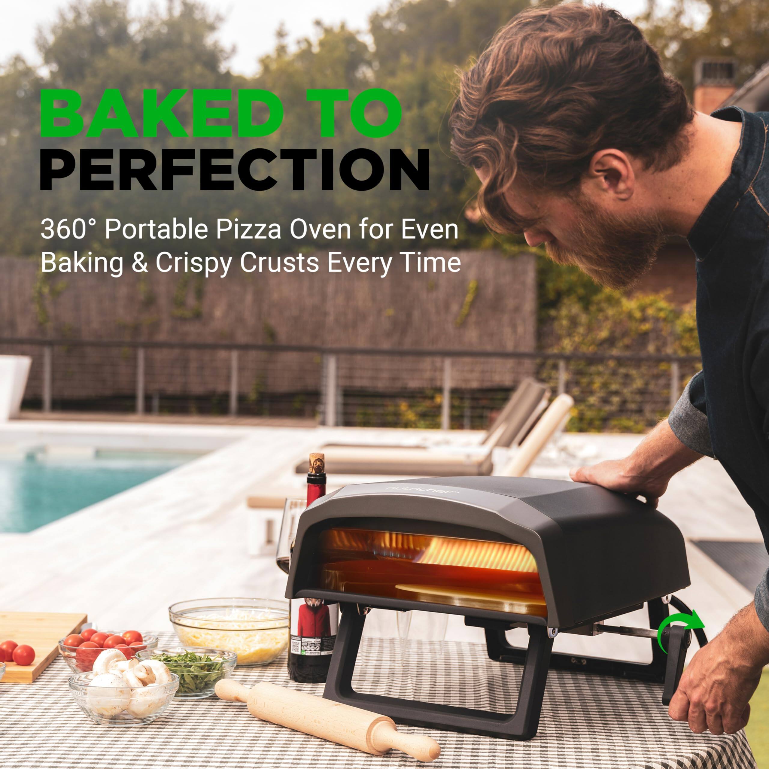 BAKED TO PERFECTION  
360° Portable Pizza Oven for Even Baking & Crispy Crusts Every Time