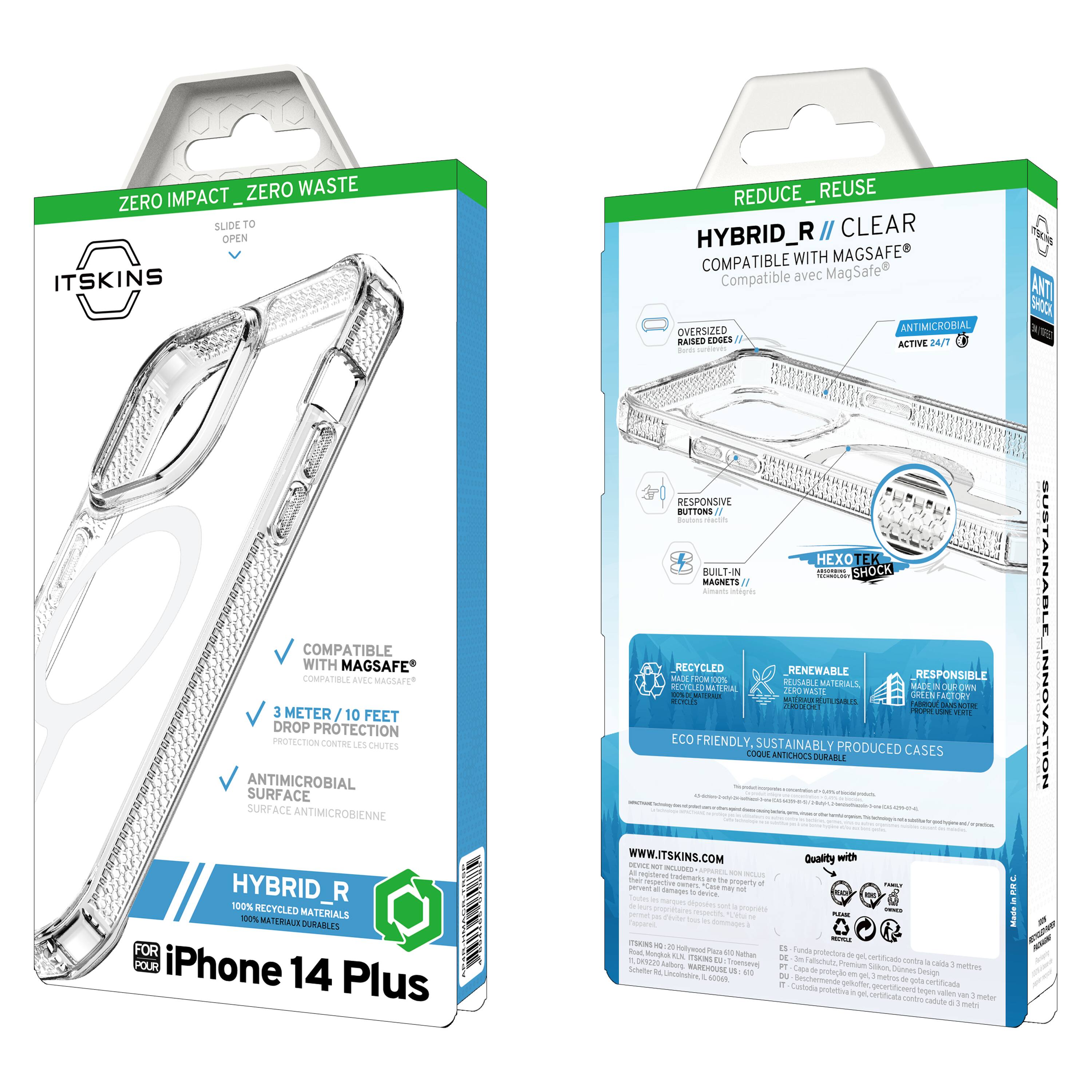 Alt View 3. Itskins - Hybrid R Clear MagSafe Case for Apple iPhone 14 Plus.