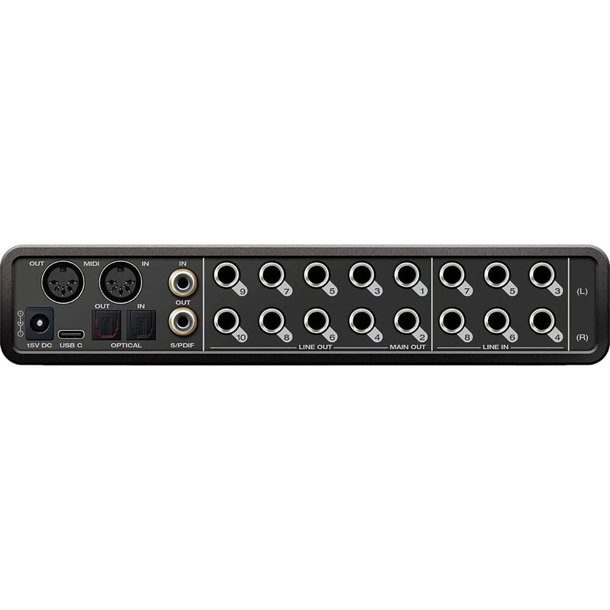 OUT MIDI IN IN OUT IN OUT 9 7 5 3 1 7 5 3 (L) 15V DC USB C OPTICAL S/PDIF 10 B 6 LINE OUT 4 2 MAIN OUT 8 6 LINE IN 4 (R)