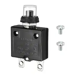 Unique Bargains - Thermal Circuit Breaker, 25A 125/250V AC,50V DC, Push Button Manual Reset Overload Protector with Waterproof Caps Screws - Black