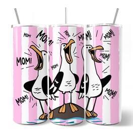 OrnamentallyYou - Funny Mom Calling Seagull 20oz Tumbler With Lid and Stainless Steel Straw - Multicolored