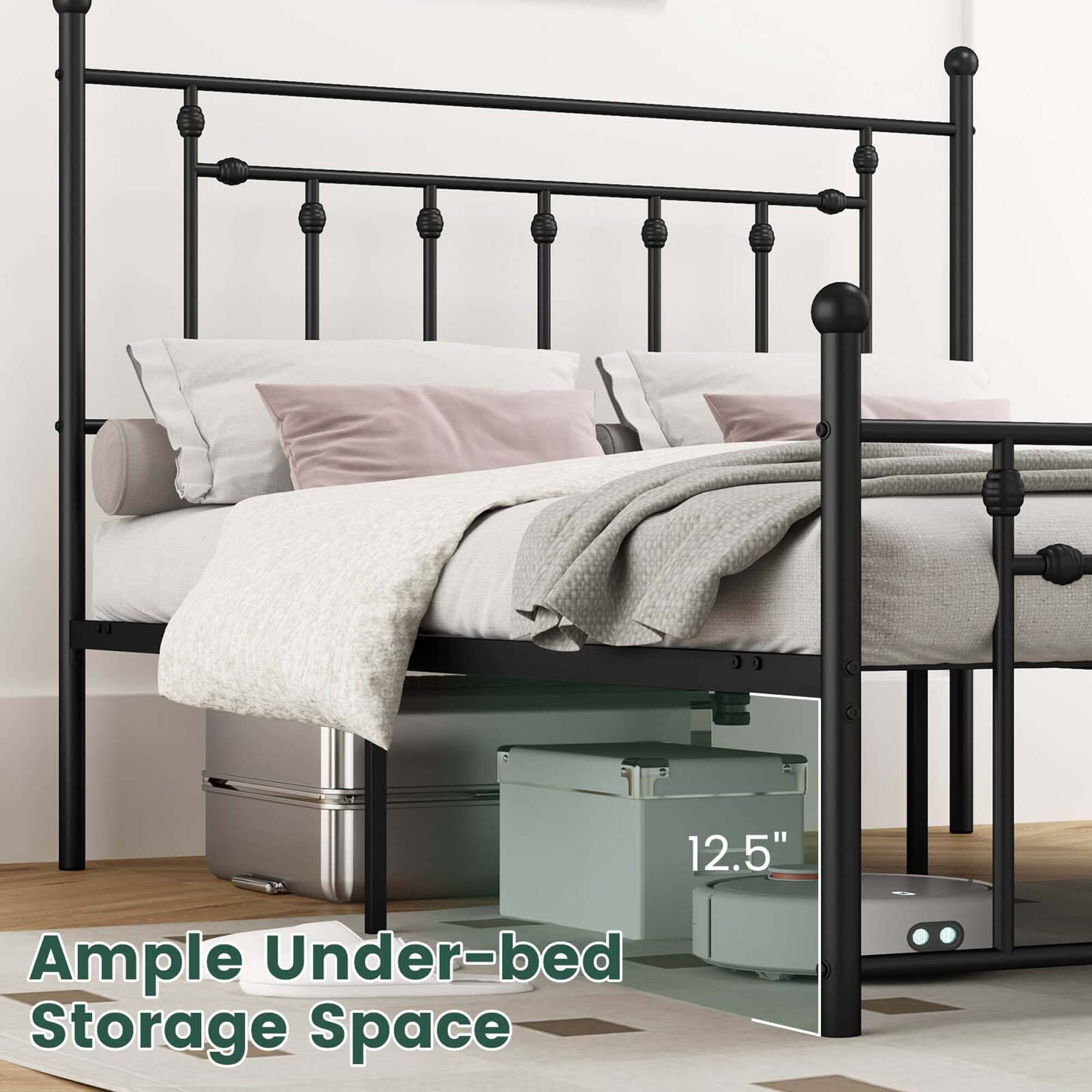 The text on the image reads "12.5" Ample Under-bed Storage Space".
