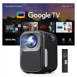 Bundle - WEMAX - Google TV Projector, 10ms Lag-Free Gaming, MECE & HDR10 & Dolby Audio, AI Auto Setup, Native 1080P Smart Projector - Black & Gray