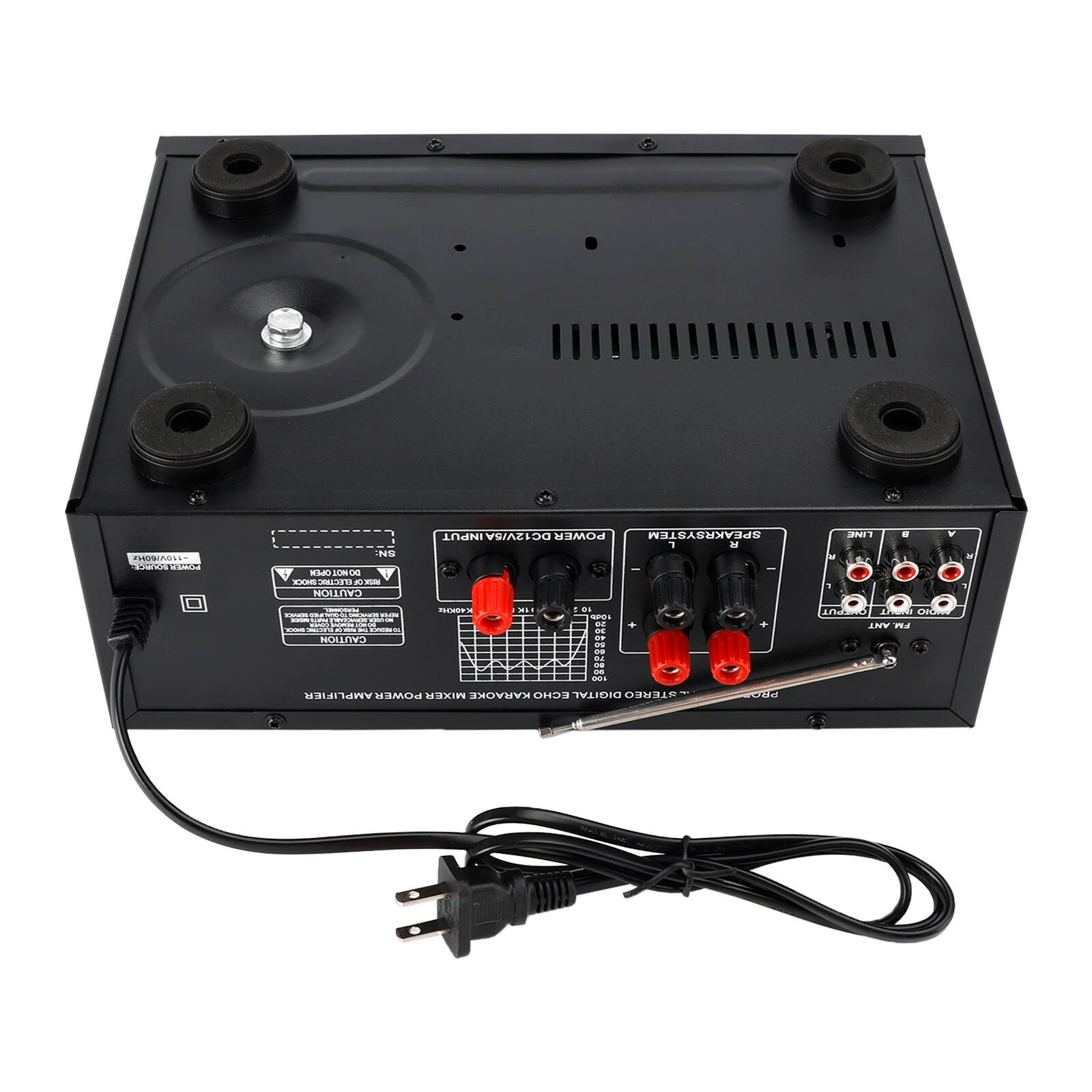 Ridas adda - NS L - RL - -- D AUTION INPUT DC12V/SA POWER SPEAKRSYSTEM TEM 1 . - M . a . V . 1 i : nch I I i - CAUTIOR - -L d aL . d dE F. : dd - * n adddds On VLA n  AMPLIFIER POWER MIXER KARAOKE ECHO DIGITAL STEREO