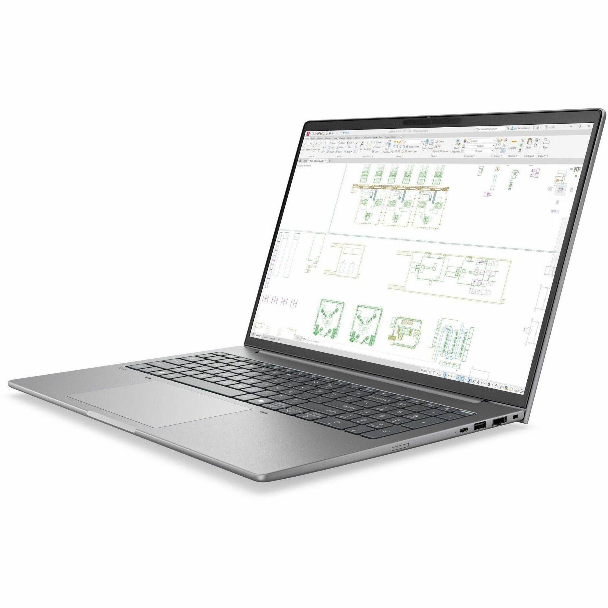 Alt View 24. HP - ZBook 8 G2i 14" IPS 1920 x 1200 (WUXGA) Laptop - Intel Core Ultra 7 with 16GB Memory - 512 GB SSD - Meteor Silver Aluminum, Gray.