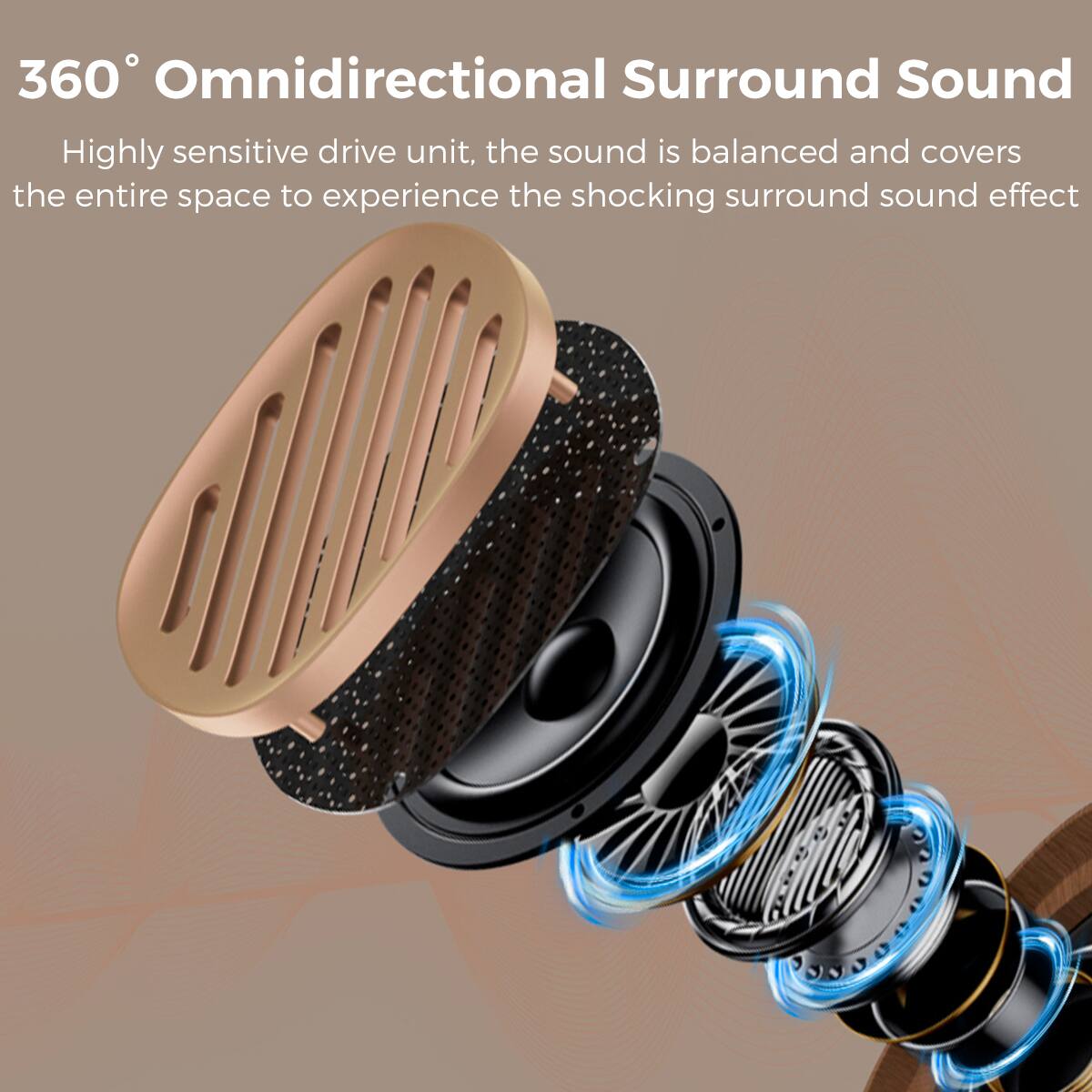 360° Omnidirectional Surround Sound
Highly sensitive drive unit, the sound is balanced and covers the entire space to experience the shocking surround sound effect