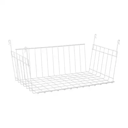 Front. ClosetMaid - ClosetMaid 17 Inch Wide Hanging Basket for Wire Shelving Closet Organizer, White.