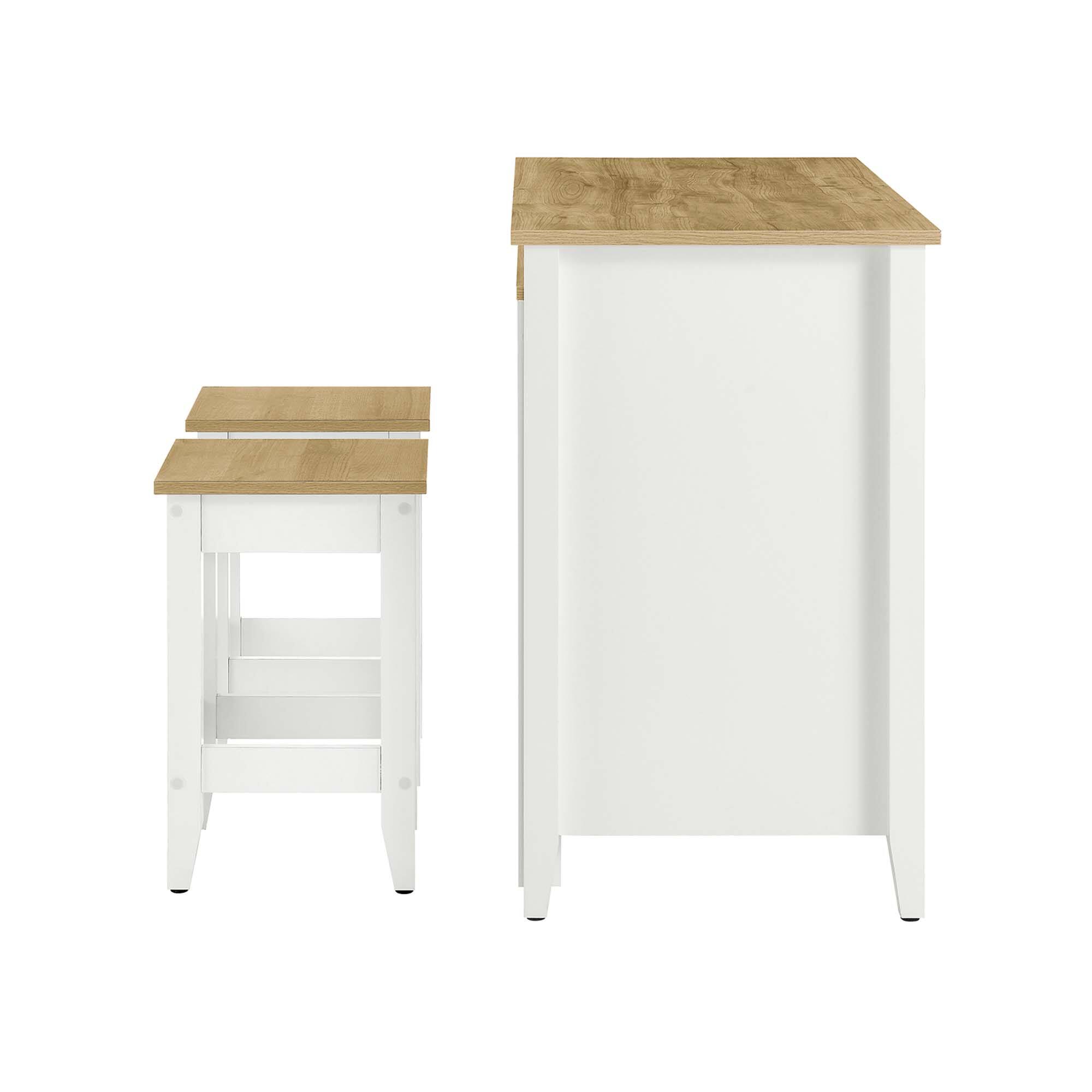 Alt View 4. Modway - Garland 3-Piece Kitchen Island and Stool Set by Modway - Oak White.