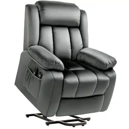 Front. Homcom - Power Lift Recliner Chair for Elderly with Massage and Heat, Electric Lift Chair, Fabric Massage Chair Recliner - Gray.
