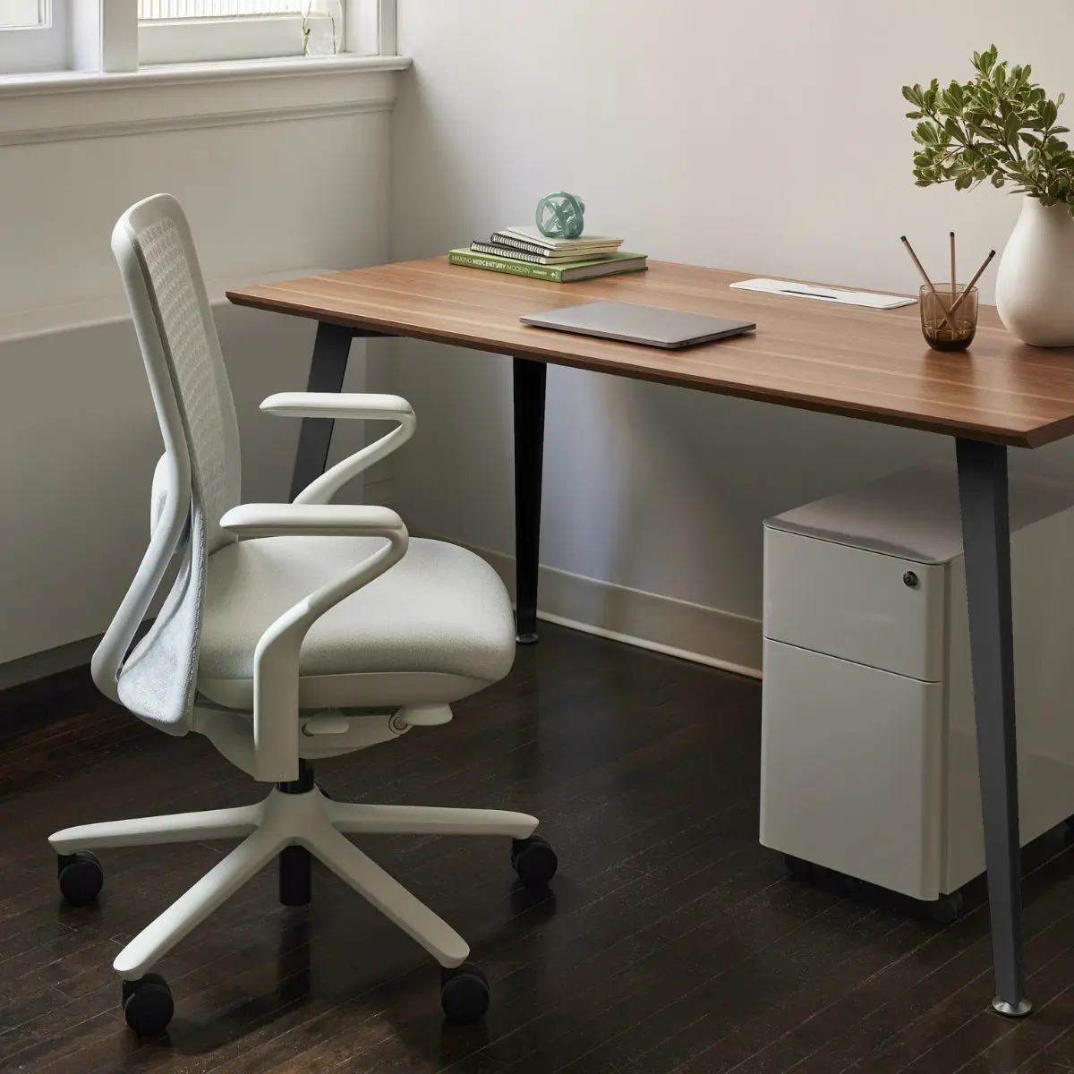 Left. Branch Furniture - Office Desk 48" x 24" - Walnut/Charcoal.