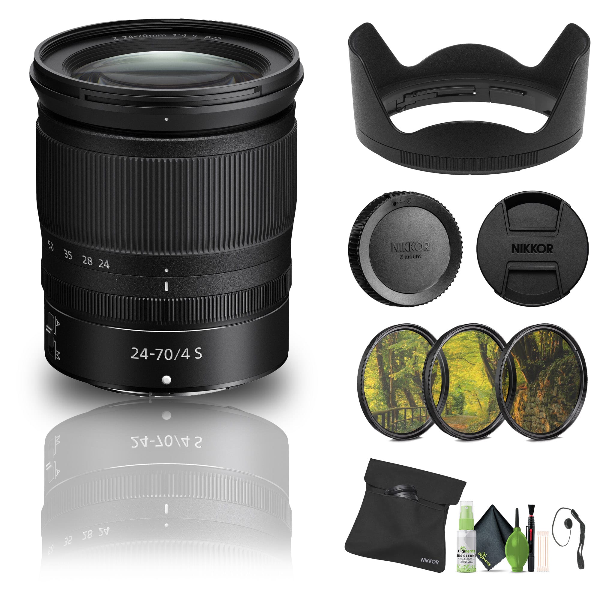 Nikon - NIKKOR Z 24-70mm f/4 S Lens (20072) + Filter Kit + Cap Keeper + Cleaning Kit - Bundle (International Version)