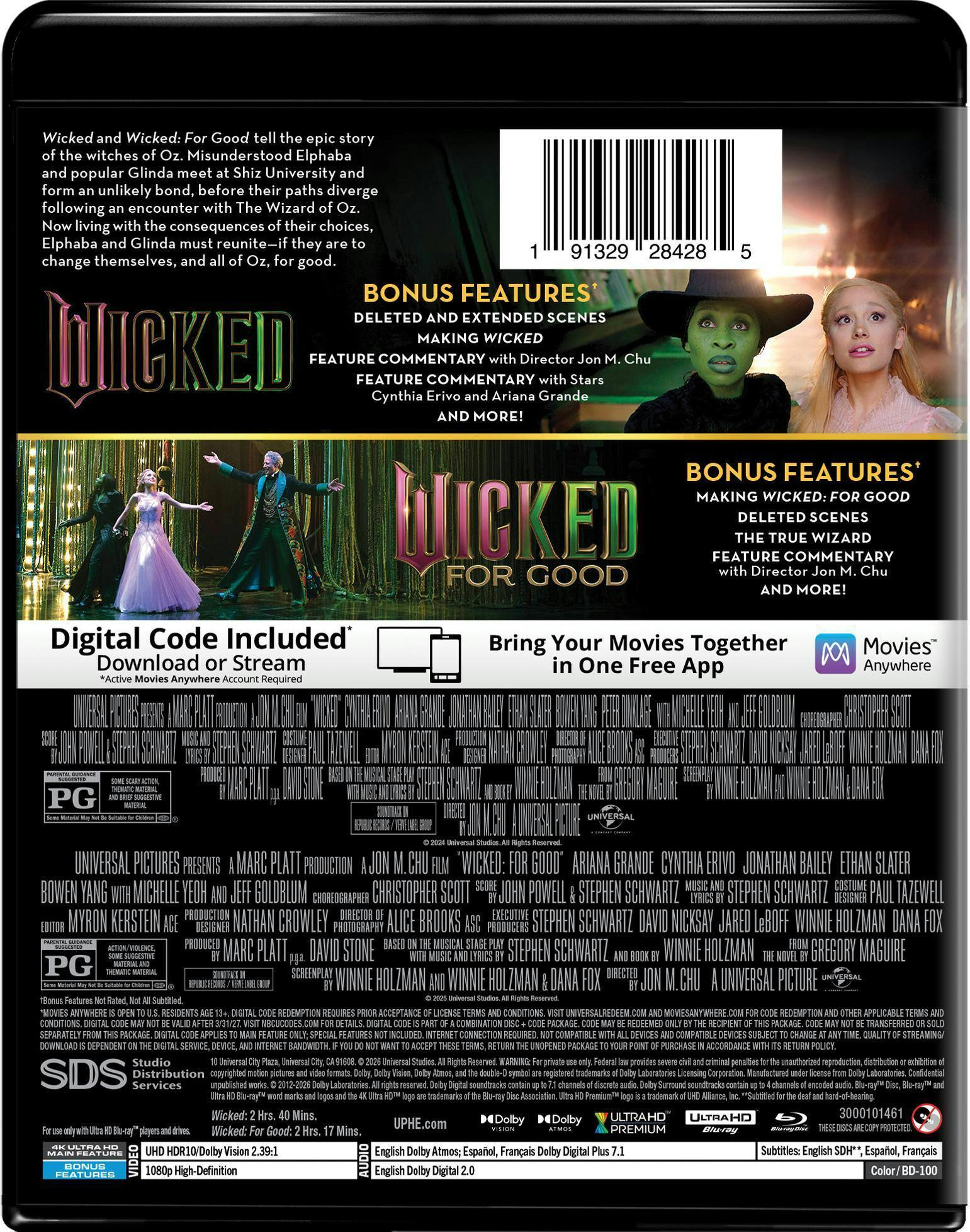 Back. Wicked 2-Film Collection   - 4K Blu-Ray.