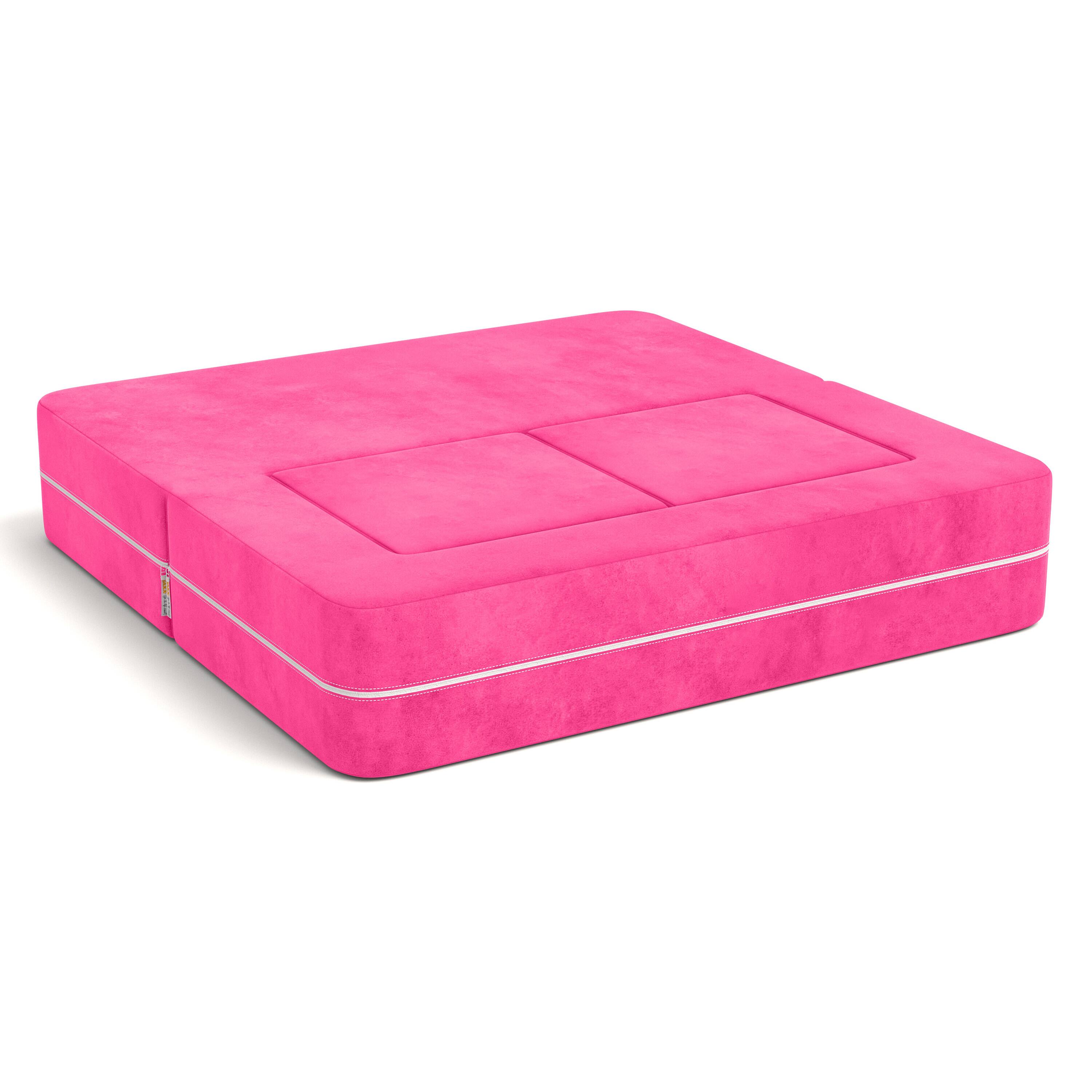 Angle. Jaxx - Jaxx Zipline Kids Modular Loveseat & Ottomans, Fold Out Lounger, Fuchsia - Fuchsia.