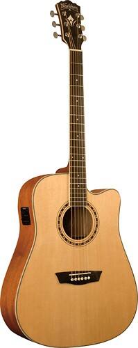 Angle Standard. Washburn - 6-String Full-Size Dreadnought Acoustic/Electric Guitar - Natural.