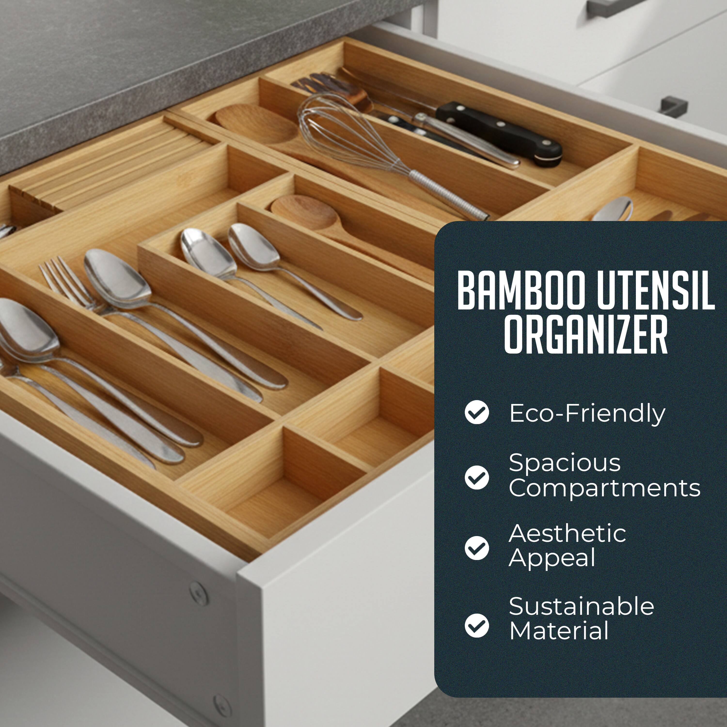 BAMBOO UTENSIL ORGANIZER

- Eco-Friendly
- Spacious Compartments
- Aesthetic Appeal
- Sustainable Material