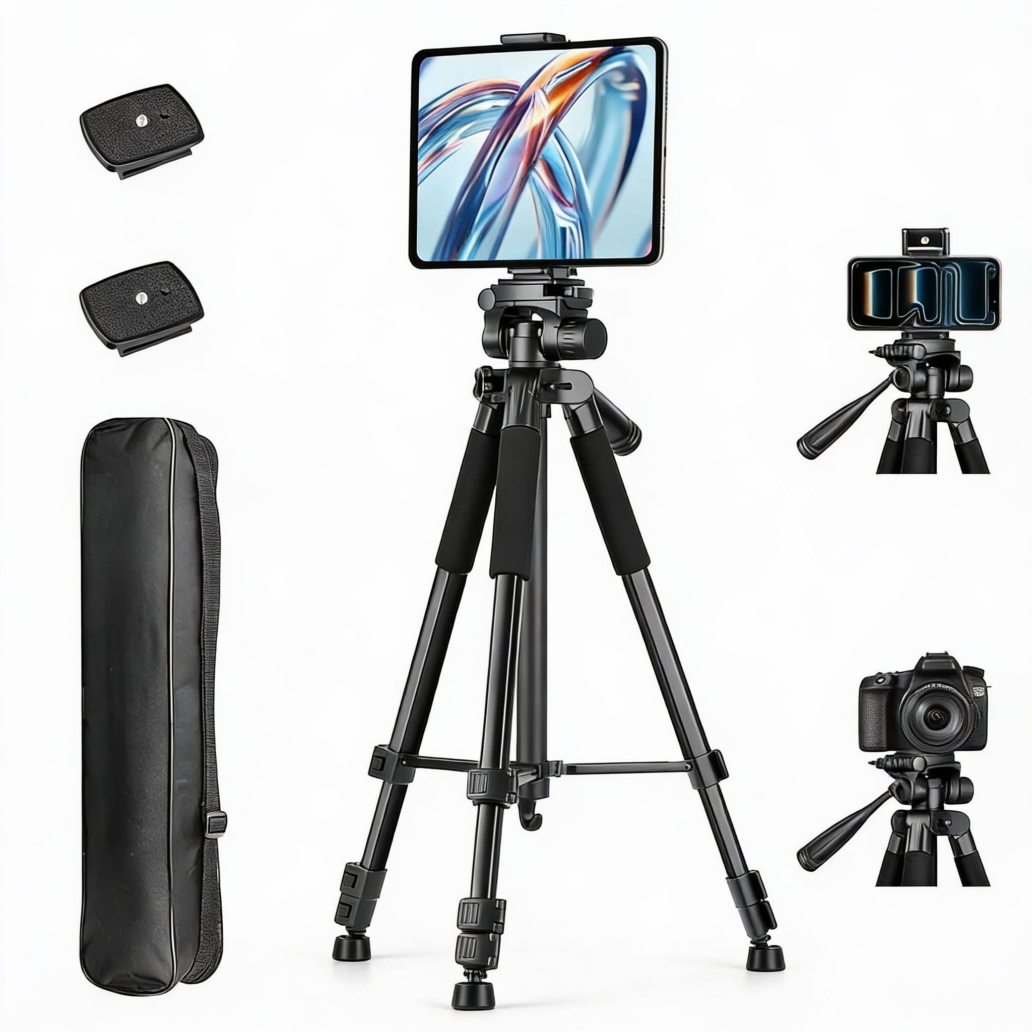 Alt View 2. OMOMMD - Phone Ipad Tripod Professional Camera Stand For Tablet With 2 in 1 Holder Carry Bag Extendable Travel Cellp... - Default.